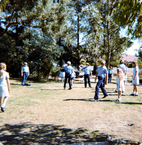 Photograph, Children playing in schoolyard, April, Eltham Christian School, 1982, 1982