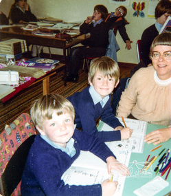 Photograph, Christopher Field, Peter Whalley and Adelaide Wilson, Eltham Christian School, 1982, 1982