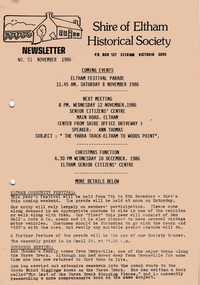 Newsletter, Newsletter, No. 51 November 1986