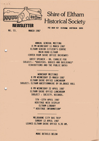 Newsletter, Newsletter, No. 53 March 1987