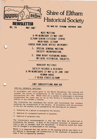 Newsletter, No. 54 May 1987