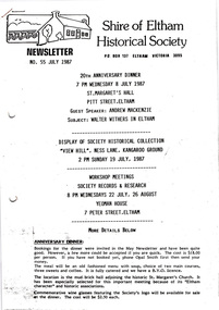 Newsletter, Newsletter, No. 55 July 1987