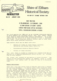 Newsletter, No. 58 January 1988