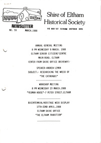 Newsletter, Newsletter, No. 59 March 1988