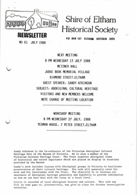 Newsletter, Newsletter, No. 61 September 1988