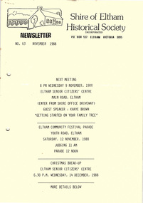 Newsletter, No. 63 November 1988