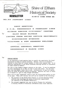 Newsletter, No. 64 January 1989