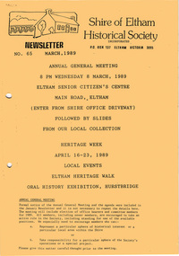 Newsletter, No. 65 March 1989