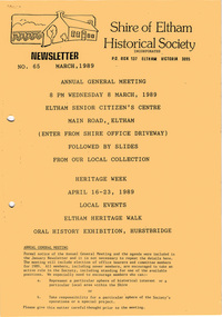 Newsletter, Newsletter, No. 65 March 1989