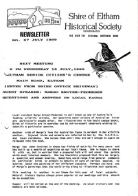 Newsletter, Newsletter, No. 67 July 1989