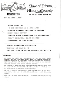 Newsletter, Newsletter, No. 72 May 1990