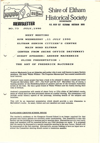 Newsletter, Newsletter, No. 73 July 1990
