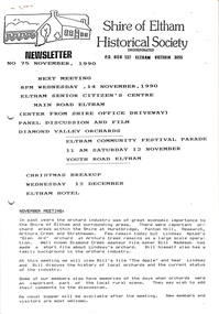 Newsletter, Newsletter, No. 75 November 1990