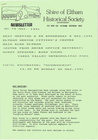 Newsletter, Newsletter, No. 78 May 1991