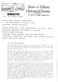 Newsletter, Newsletter, No. 79 July 1991