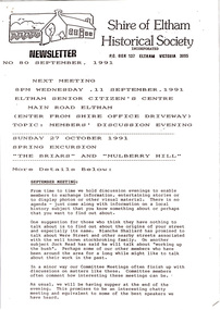Newsletter, Newsletter, No. 80 September 1991