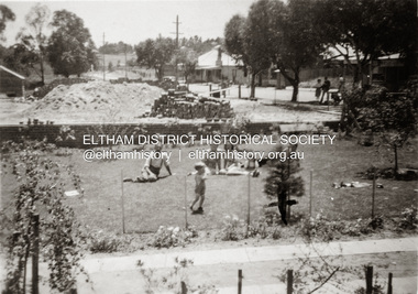 Photograph, Looking north from Staff's Railway Store, Main Road, Eltham, c. Oct. 1945