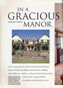Magazine Article, "In a Gracious Manor" by Tania Hill, Vogue Living, June/July 1995, pp80-87