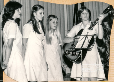 Photograph, School Concert, Merrin Bradbury, Sonya Illingworth, Colleen McCoy, Helen Morrow, Eltham Christian School, 1982