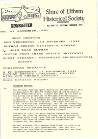 Newsletter, No. 81 November 1991