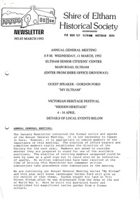 Newsletter, Newsletter, No. 83 March 1992