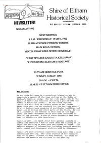 Newsletter, No. 84 May 1992