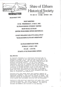 Newsletter, Newsletter, No. 84 May 1992