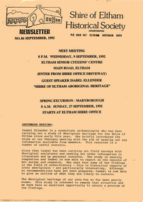Newsletter, Newsletter, No. 86 September 1992