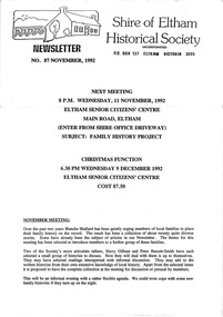 Newsletter, Newsletter, No. 87 November 1992