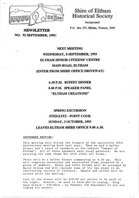 Newsletter, No. 92 September 1993