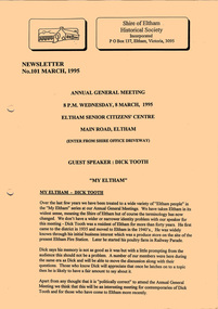 Newsletter, Newsletter, No. 101 March 1995