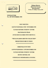 Newsletter, No. 105 November 1995