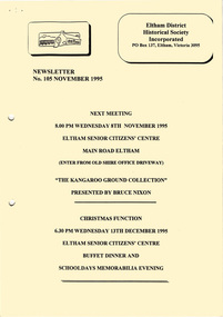 Newsletter, Newsletter, No. 105 November 1995