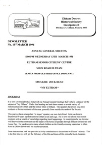 Newsletter, Newsletter, No. 107 March 1996