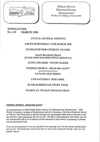 Newsletter, Newsletter, No. 119 March 1998