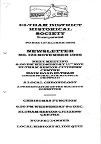 Newsletter, Newsletter, No. 123 November 1998