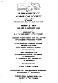 Newsletter, Newsletter, No. 129 November 1999