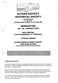 Newsletter, Newsletter, No. 130 January 2000