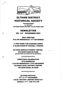 Newsletter, Newsletter, No. 141 November 2001