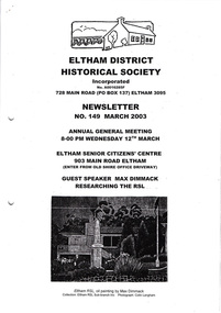 Newsletter, Newsletter, No. 149 March 2003