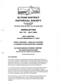 Newsletter, No. 151 July 2003