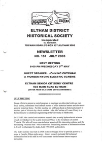 Newsletter, Newsletter, No. 151 July 2003