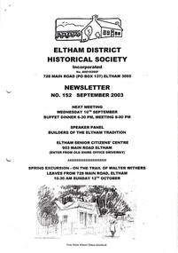 Newsletter, Newsletter, No. 152 September 2003