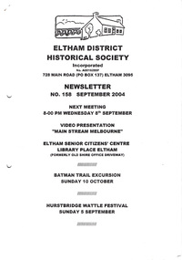 Newsletter, No. 158 September 2004