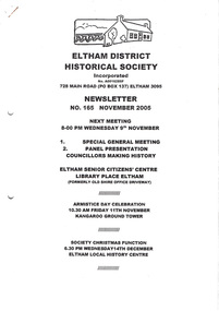 Newsletter, Newsletter, No. 165 November 2005