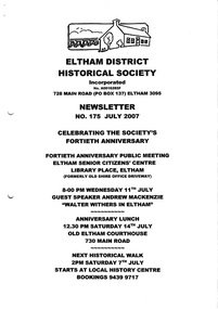 Newsletter, Newsletter, No. 175 July 2007