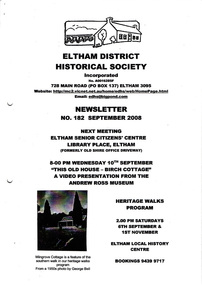 Newsletter, No. 182 September 2008