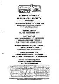 Newsletter, Newsletter, No. 189 November 2009