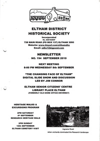 Newsletter, Newsletter, No. 194 September 2010