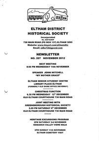 Newsletter, No. 207 November 2012